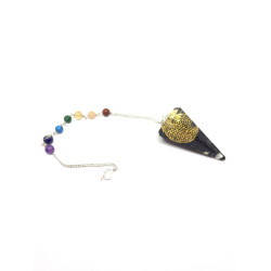 Orgone - Shungitt med Flower of life og syv chakraperler - Pendel
