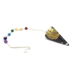 Orgone - Shungitt med Flower of life og syv chakraperler - Pendel
