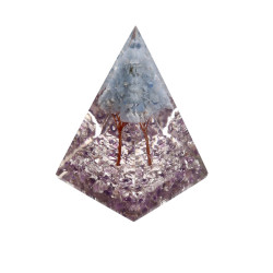 Orgone Ametyst Pyramide with Aquamarine Tree