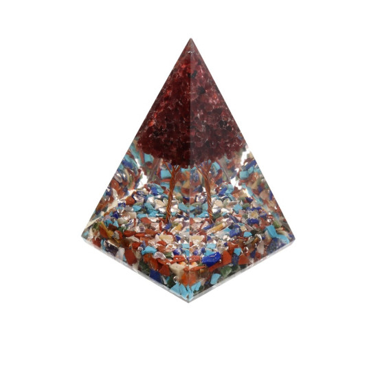 Orgone Mixed Minerals Pyramide with Garnet Tree