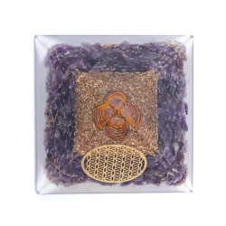 Orgone Ametyst Pyramide - Livets blomst