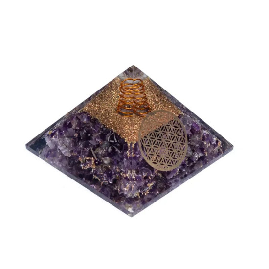 Orgone Ametyst Pyramide - Livets blomst