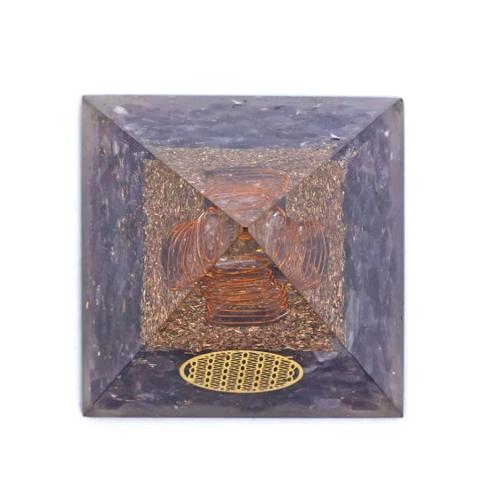 Orgone Ametyst Pyramide - Flower of life