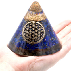Orgone - Lapis Lazuli med Flower of life - Kjegle